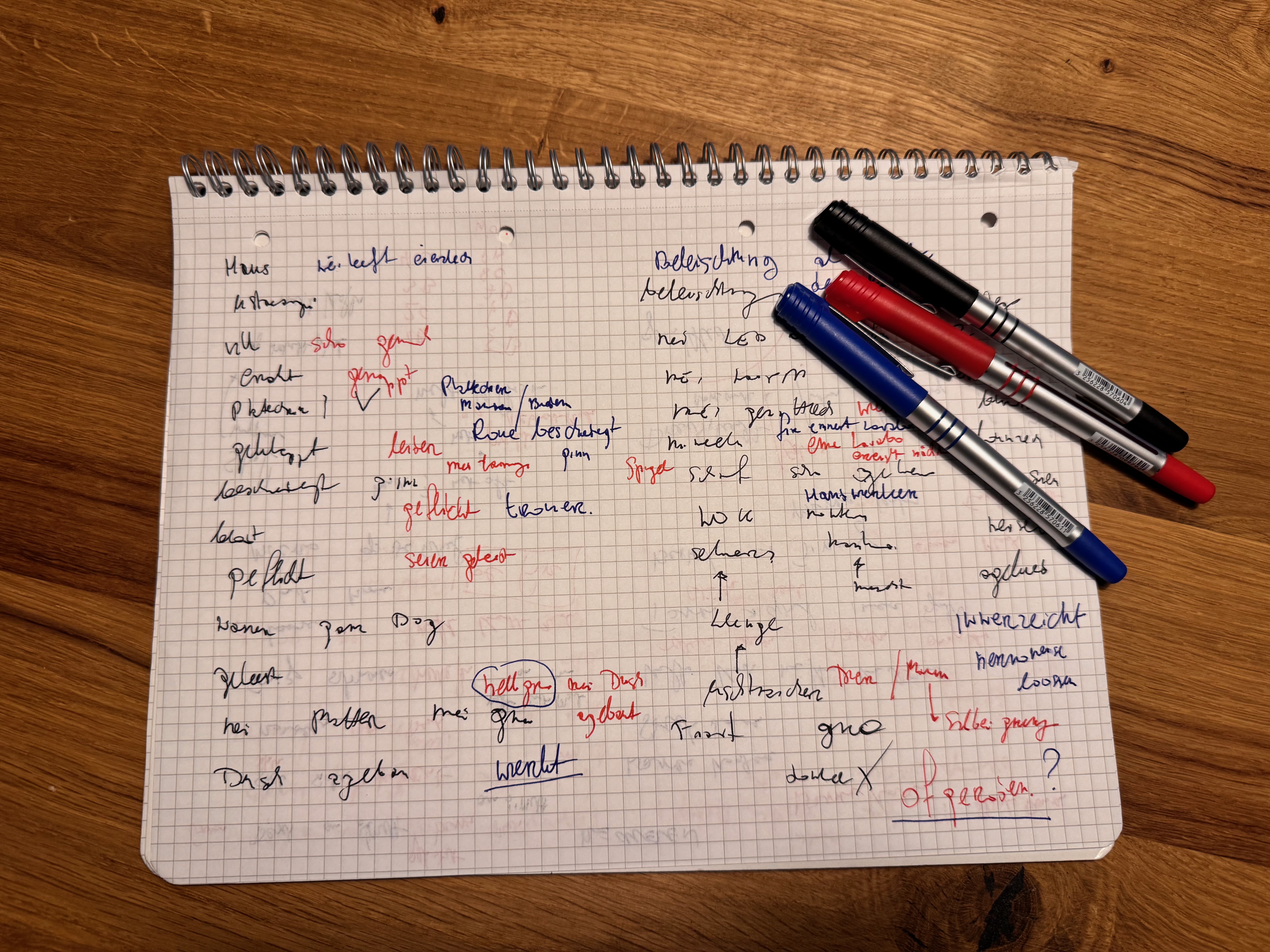 Handwritten notes from a listening session